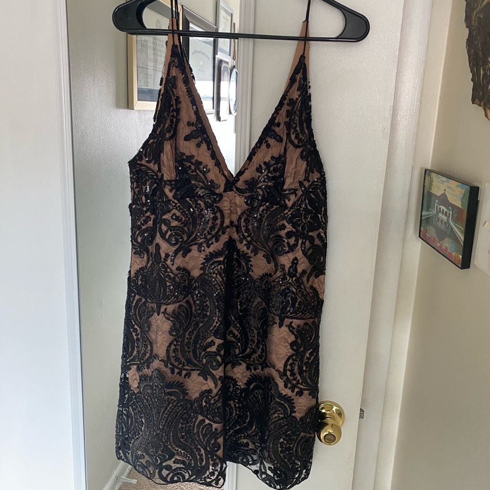 Intimately Free People Lace Sequin surplice dress